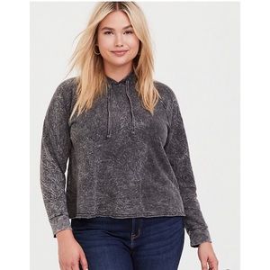 Torrid Black Mineral Wash Midi Hoodie